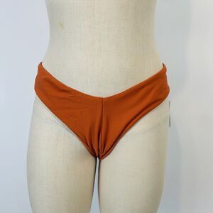Robin Piccone Ava Burn Orange Bikini Swim Bottoms Womens Size Large Low Cut